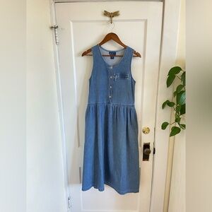 Vintage Blue J Women’s 100% Cotton Denim Dress With Pockets Size Small